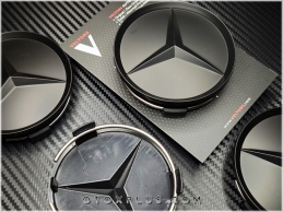 Mercedes Logo Amblem Siyah Jant Göbeği Göbek Kapak Seti