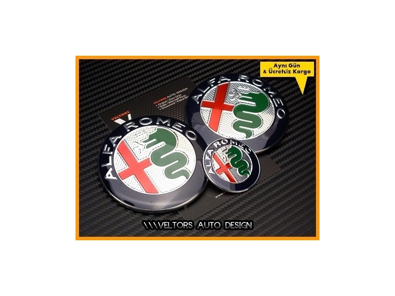 Alfa Romeo Ön Kaput Arka Bagaj Direksiyon Logo Amblem Seti Alfa Romeo Ön Kaput Arka Bagaj Direksiyon Logo Amblem Seti