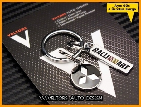 Mitsubishi Logo Amblem Ralli Art Özel Krom Anahtarlık