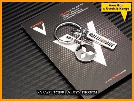 Mitsubishi Logo Amblem Ralli Art Özel Krom Anahtarlık
