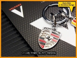 Porsche Logo Amblem 3D Özel Krom Anahtarlık