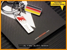 Audi S line Logo Amblem Özel Krom 3d Anahtarlık