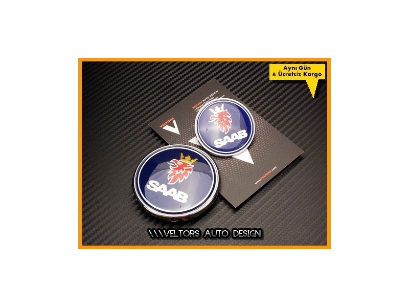 Saab Orjinal Kaput Bagaj Logo Amblem Seti