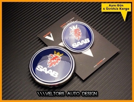 Saab Orjinal Kaput Bagaj Logo Amblem Seti