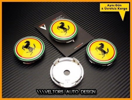 Ferrari Logo Amblem Jant Göbeği Jant Göbek Kapak Seti
