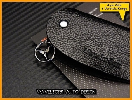 Mercedes Gerçek Deri Logo Amblem Anahtarlık